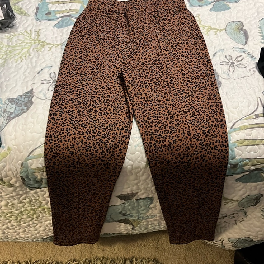 Animal leopard cheetah print stretchy business pants with front pockets